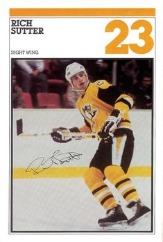 1982-83 Heinz Pittsburgh Penguins Photo-Pak Night SGA 6x9 #NNO Rich Sutter Front
