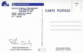 1983-84 Quebec Nordiques Postcards #NNO Peter Stastny Back
