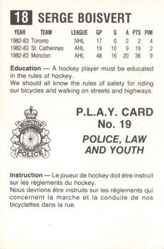1983-84 Moncton Alpines (AHL) Police #19 Serge Boisvert Back