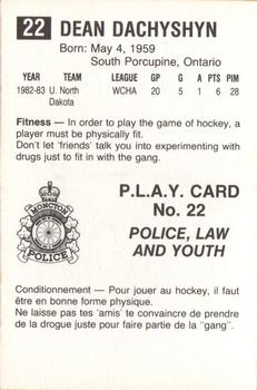 1983-84 Moncton Alpines (AHL) Police #22 Dean Dachyshyn Back