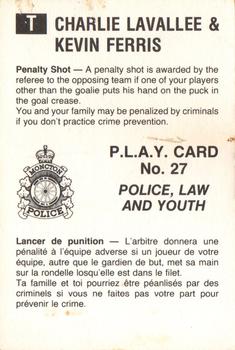 1983-84 Moncton Alpines (AHL) Police #27 Charlie Lavallee / Kevin Ferris Back