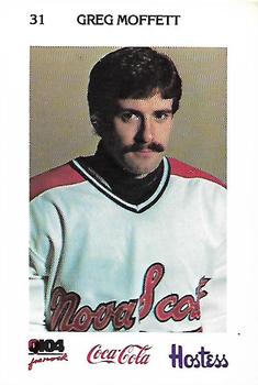 1983-84 Nova Scotia Voyageurs (AHL) Police #24 Greg Moffett Front