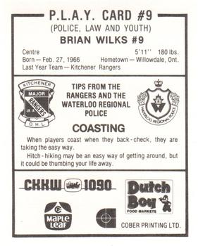 1983-84 Kitchener Rangers (OHL) Police #9 Brian Wilks Back