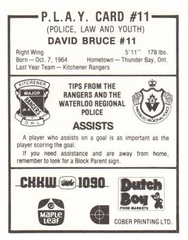 1983-84 Kitchener Rangers (OHL) Police #11 David Bruce Back