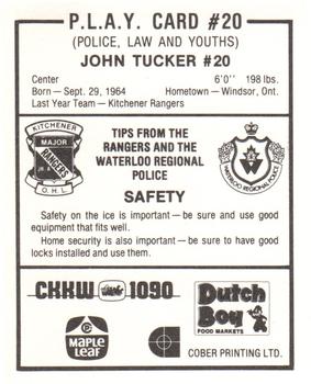 1983-84 Kitchener Rangers (OHL) Police #20 John Tucker Back