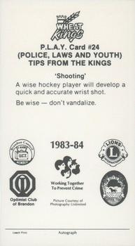 1983-84 Brandon Wheat Kings (WHL) Police #24 Ron Hextall Back