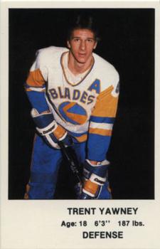1983-84 Saskatoon Blades (WHL) Police #2 Trent Yawney Front