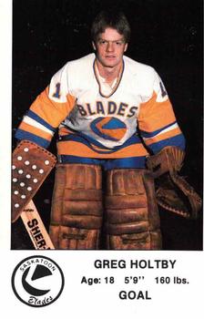 1983-84 Saskatoon Blades (WHL) Police #5 Greg Holtby Front