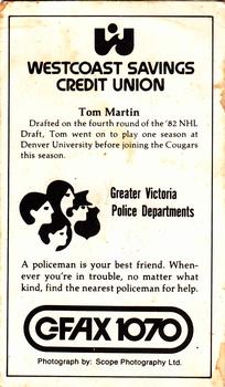1983-84 Victoria Cougars (WHL) Police #17 Tom Martin Back