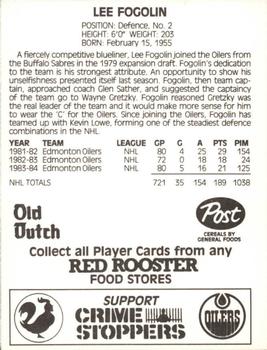 1984-85 Red Rooster Edmonton Oilers #NNO Lee Fogolin Back