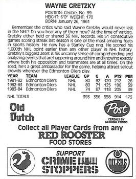 1984-85 Red Rooster Edmonton Oilers #NNO Wayne Gretzky Back