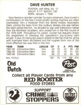 1984-85 Red Rooster Edmonton Oilers #NNO Dave Hunter Back
