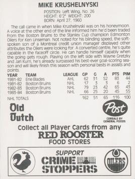 1984-85 Red Rooster Edmonton Oilers #NNO Mike Krushelnyski Back