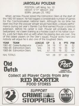 1984-85 Red Rooster Edmonton Oilers #NNO Jaroslav Pouzar Back