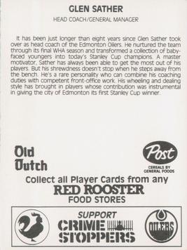 1984-85 Red Rooster Edmonton Oilers #NNO Glen Sather Back