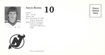 1984-85 New Jersey Devils Postcards #NNO Aaron Broten Back
