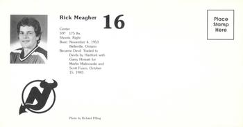 1984-85 New Jersey Devils Postcards #NNO Rick Meagher Back