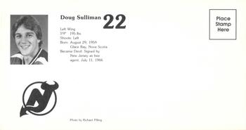 1984-85 New Jersey Devils Postcards #NNO Doug Sulliman Back