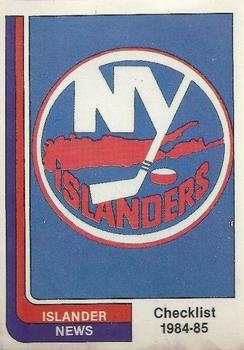 1985 New York Islanders News #1 Checklist Front