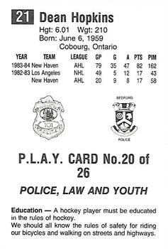 1984-85 Nova Scotia Oilers (AHL) Police #20 Dean Hopkins Back