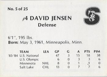1984-85 Springfield Indians (AHL) #5 David Jensen Back