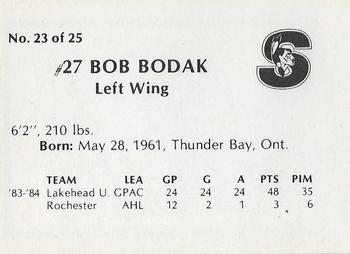 1984-85 Springfield Indians (AHL) #23 Bob Bodak Back