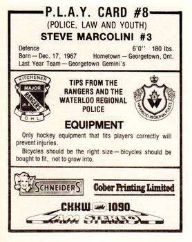 1984-85 Kitchener Rangers (OHL) Police #8 Steve Marcolini Back
