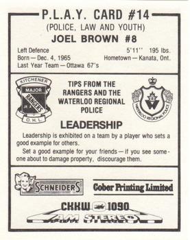 1984-85 Kitchener Rangers (OHL) Police #14 Joel Brown Back