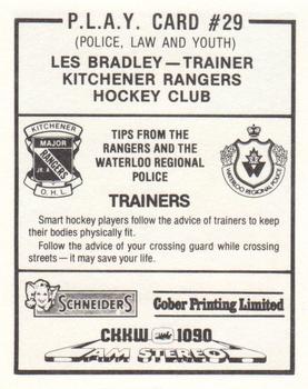 1984-85 Kitchener Rangers (OHL) Police #29 Les Bradley Back