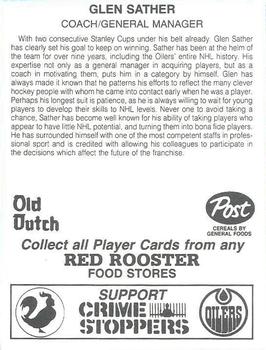 1985-86 Red Rooster Edmonton Oilers #NNO Glen Sather Back