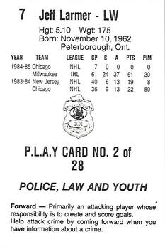 1985-86 Nova Scotia Oilers (AHL) Police #2 Jeff Larmer Back