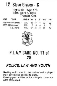 1985-86 Nova Scotia Oilers (AHL) Police #17 Steve Graves Back