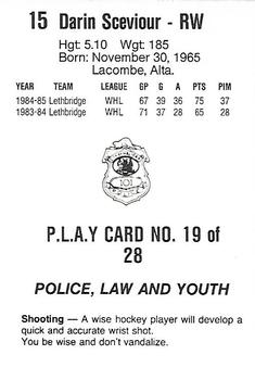 1985-86 Nova Scotia Oilers (AHL) Police #19 Darin Sceviour Back