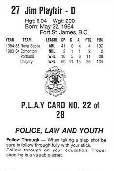 1985-86 Nova Scotia Oilers (AHL) Police #22 Jim Playfair Back