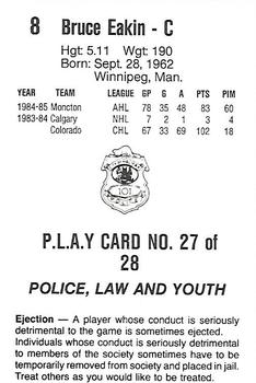 1985-86 Nova Scotia Oilers (AHL) Police #27 Bruce Eakin Back