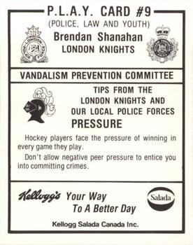 1985-86 London Knights (OHL) Police #9 Brendan Shanahan Back