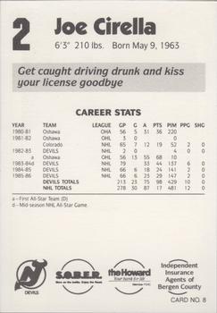 1986-87 New Jersey Devils Police #8 Joe Cirella Back