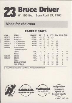 1986-87 New Jersey Devils Police #10 Bruce Driver Back