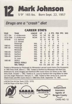 1986-87 New Jersey Devils Police #12 Mark Johnson Back