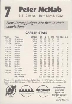1986-87 New Jersey Devils Police #15 Peter McNab Back