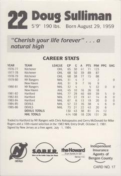 1986-87 New Jersey Devils Police #17 Doug Sulliman Back