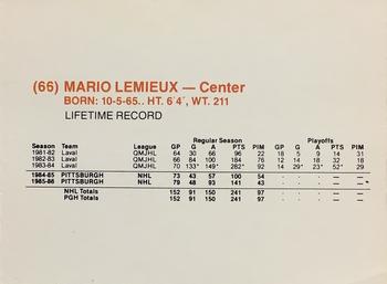 1986-87 Kodak Pittsburgh Penguins #NNO Mario Lemieux Back