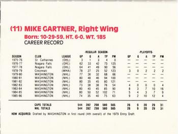 1986-87 Kodak Washington Capitals #NNO Mike Gartner Back