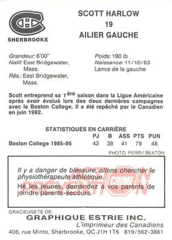 1986-87 Sherbrooke Canadiens (AHL) #NNO Scott Harlow Back