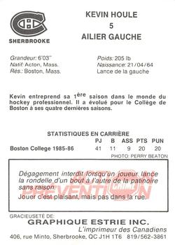 1986-87 Sherbrooke Canadiens (AHL) #NNO Kevin Houle Back