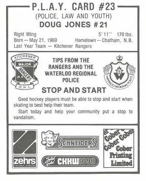 1986-87 Kitchener Rangers (OHL) Police #23 Doug Jones Back