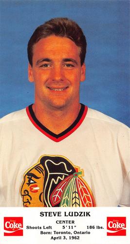 1987-88 Coca-Cola Chicago Blackhawks #NNO Steve Ludzik Front