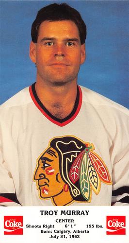 1987-88 Coca-Cola Chicago Blackhawks #NNO Troy Murray Front