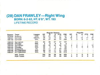 1987-88 Kodak Pittsburgh Penguins #NNO Dan Frawley Back