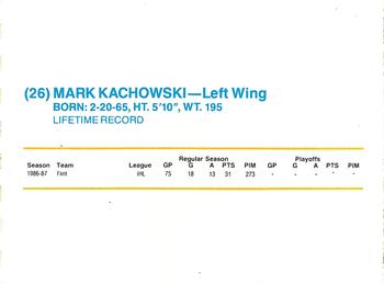 1987-88 Kodak Pittsburgh Penguins #NNO Mark Kachowski Back